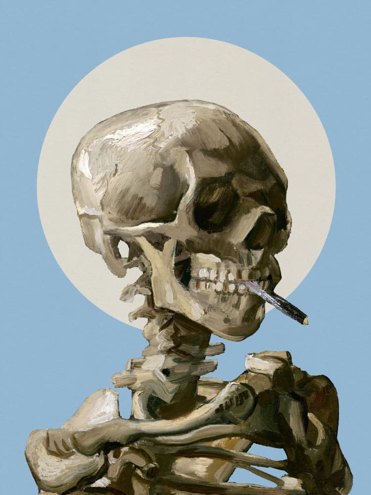Smoking Skeleton by Marja van den Hurk — canvas wall art