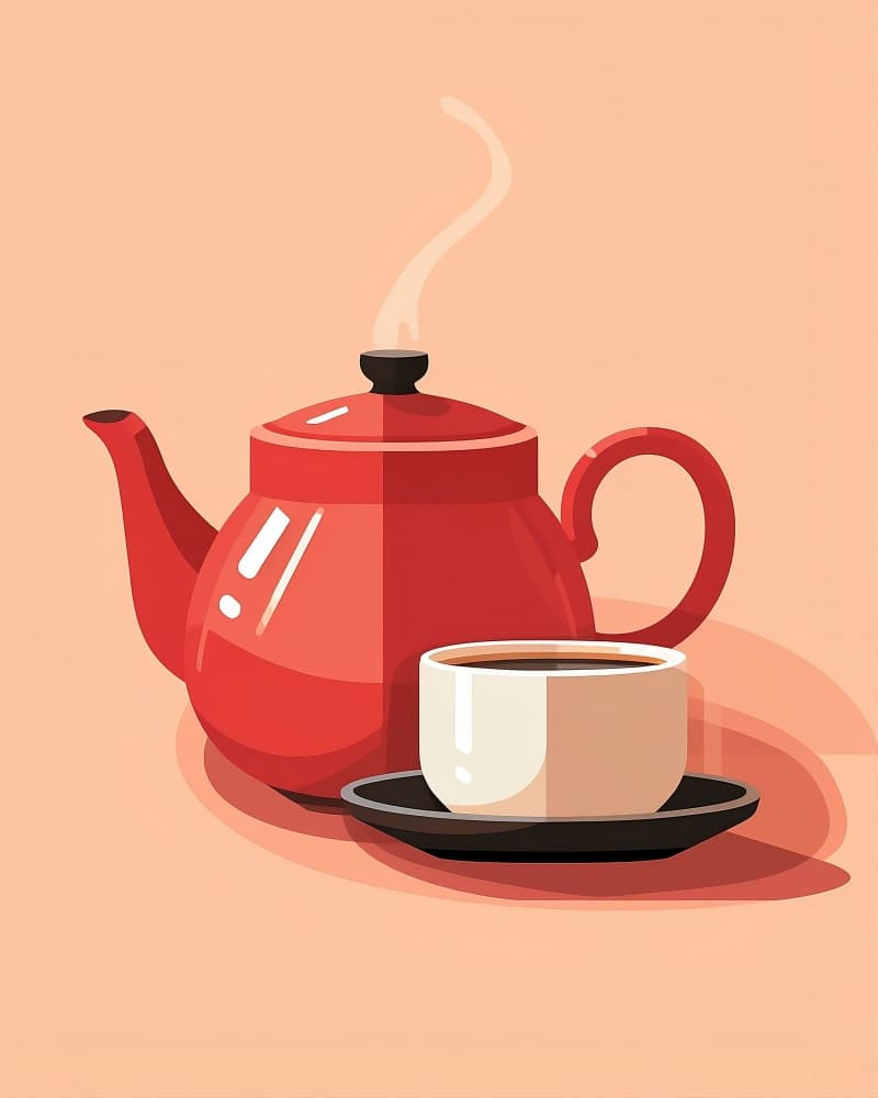Steaming Red Teapot by Emiliano Deificus — canvas wall art