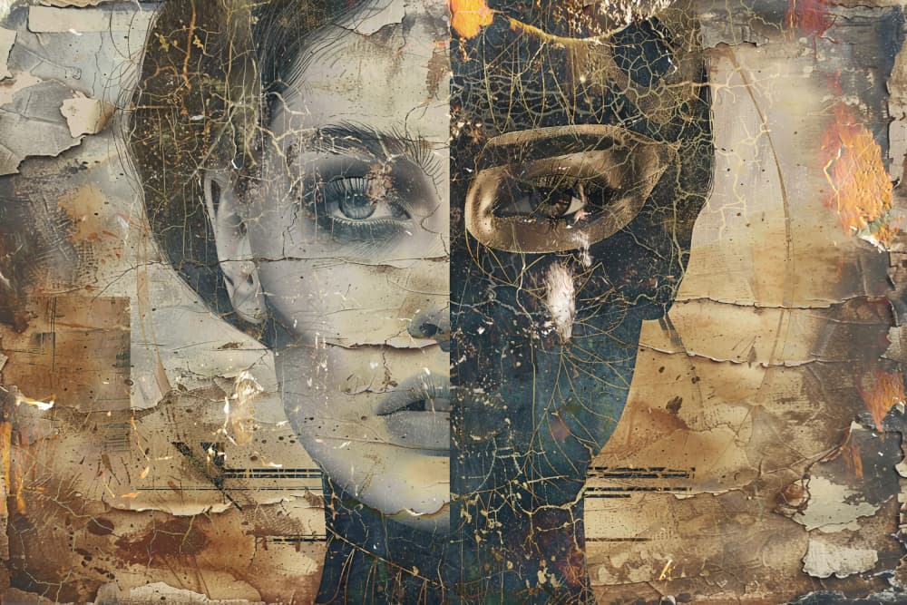 Melancholy Split Face by Rafal Kulik — canvas wall art
