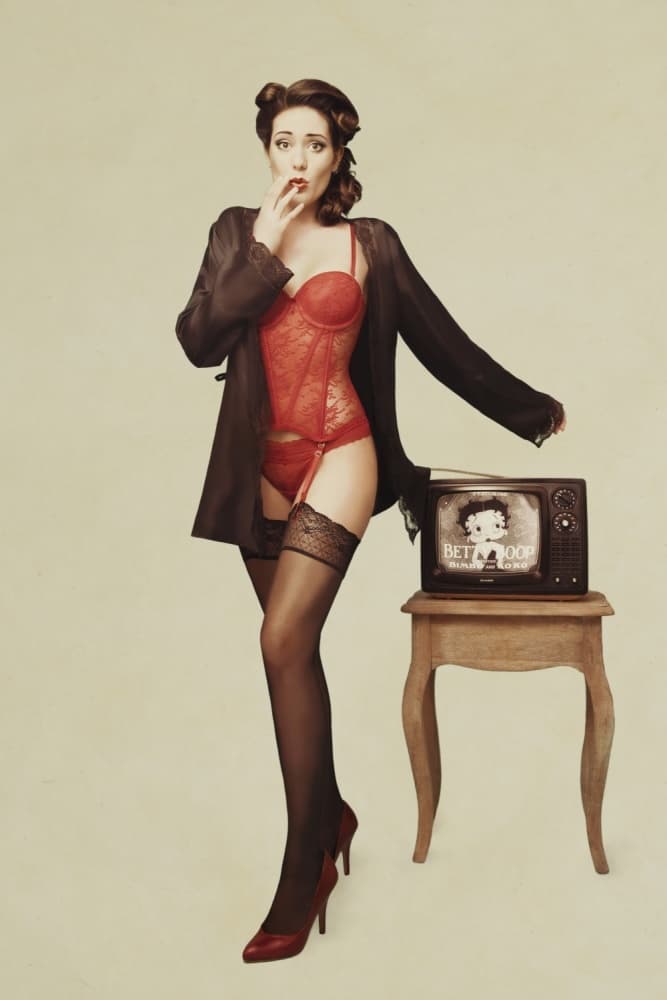 Surprised Retro Pinup by Bart Peeters — canvas wall art