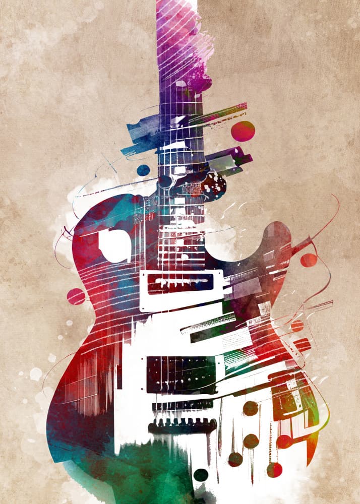 Vibrant Electric Guitar by Justyna Jaszke — canvas wall art