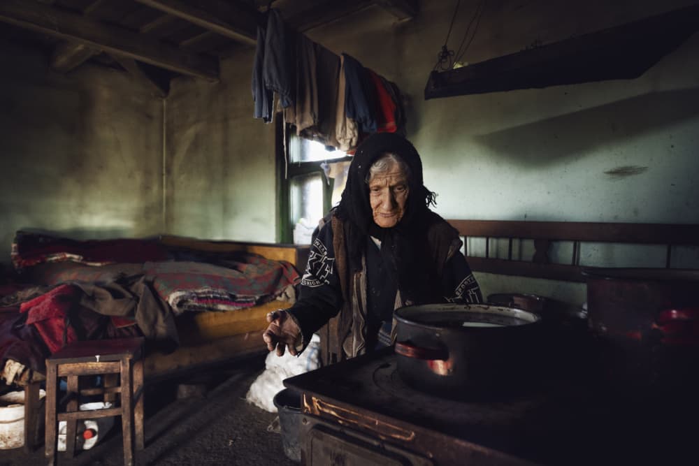 Elderly Woman Portrait by Grigore Roibu — canvas wall art