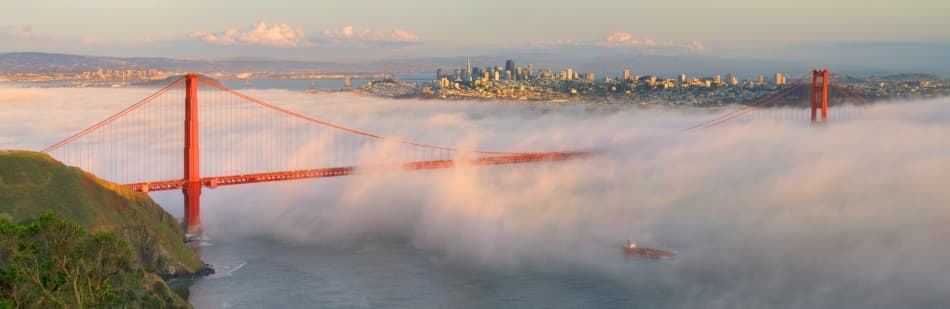 Golden Gate Foggy Morning by David Scarbrough — canvas wall art
