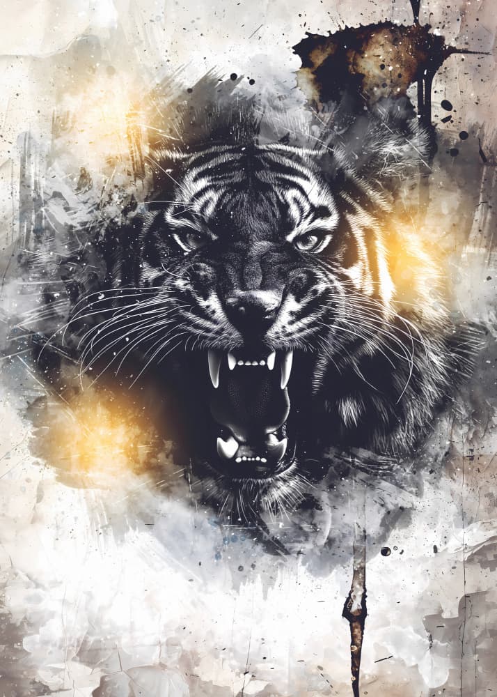 Fierce Roaring Tiger by Rafal Kulik — canvas wall art