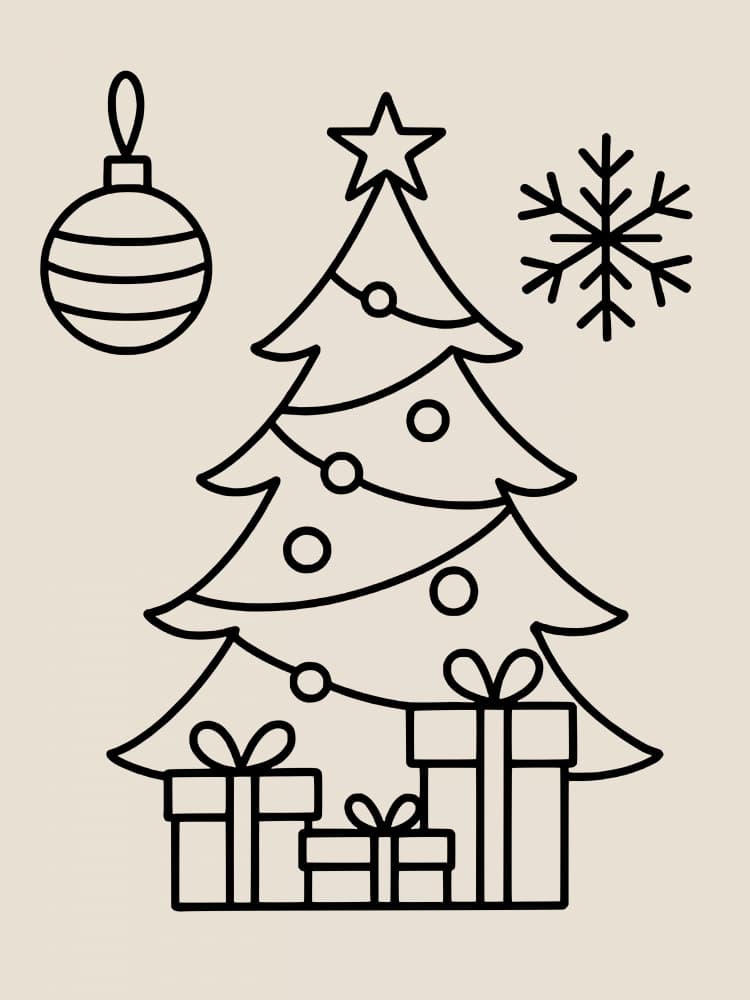 Festive Christmas Tree Scene by Little Dean — canvas wall art