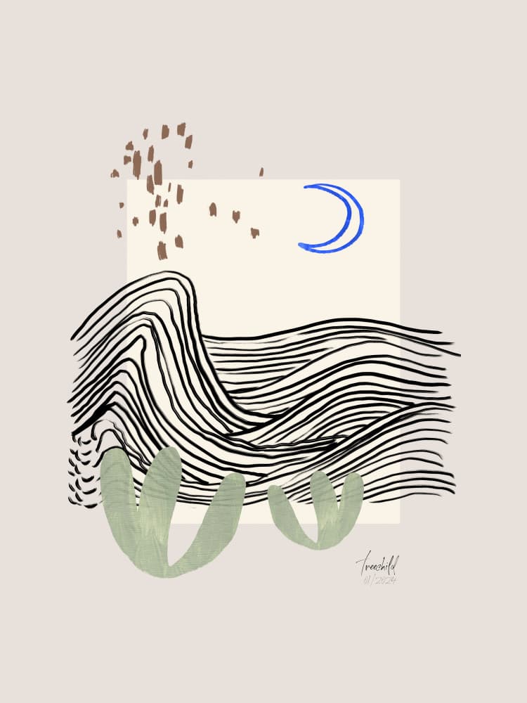 Moonlit Wavescape by Treechild — canvas wall art