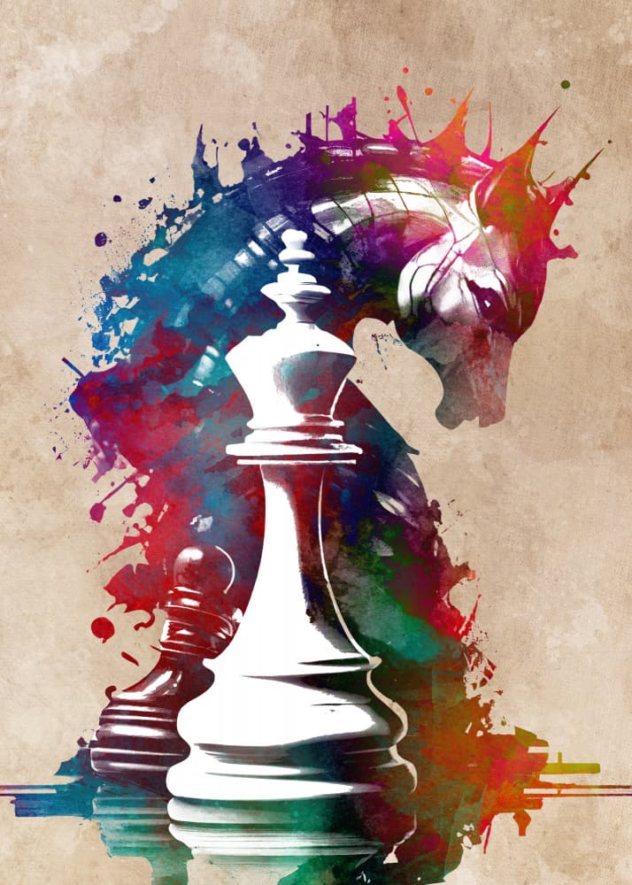 Vibrant Chess King by Justyna Jaszke — canvas wall art