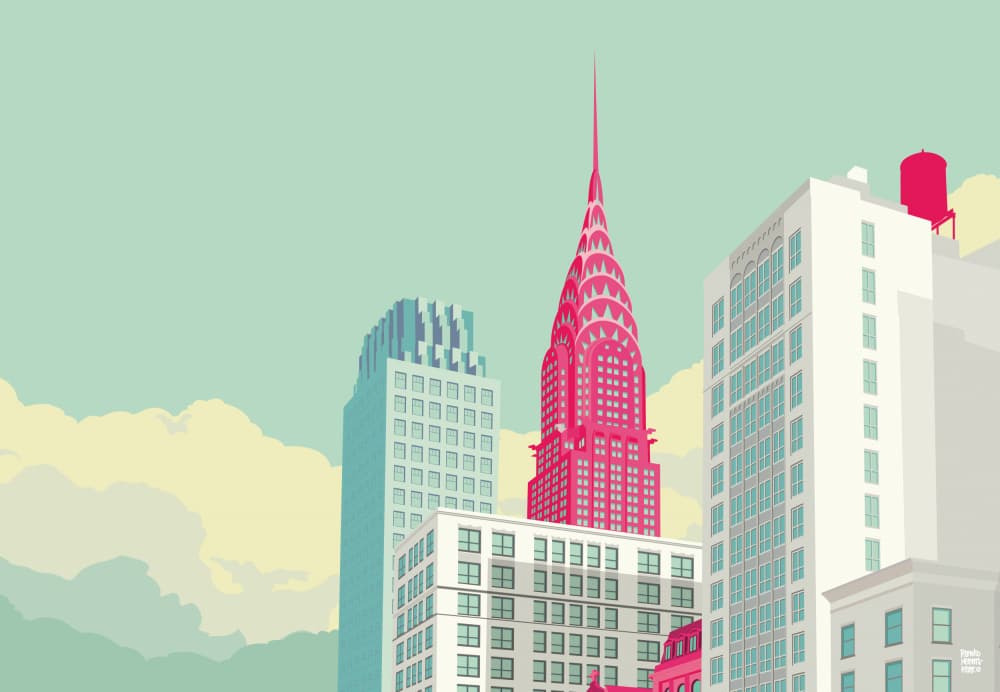 Pink Chrysler Building by Remko Heemskerk — canvas wall art