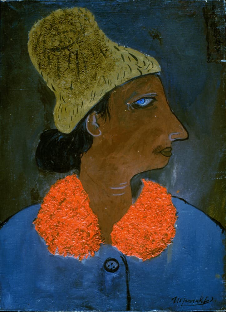 Orange Collared Woman by Kanat Ibragimov — canvas wall art