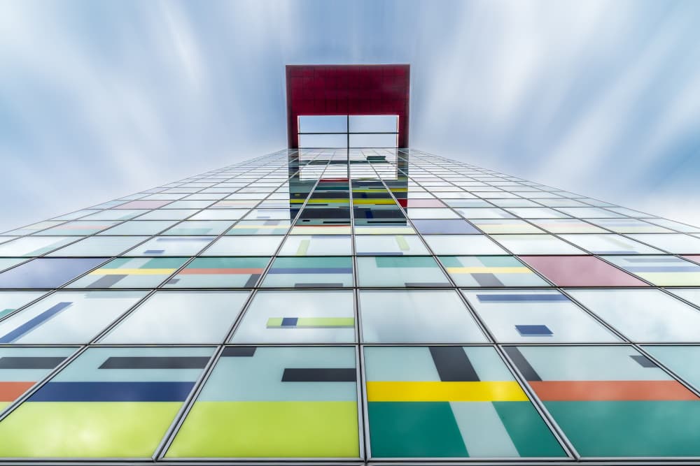 Upward Colorful Architecture by Els Keurlinckx — canvas wall art