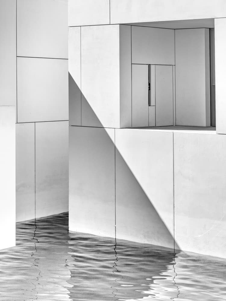 White Architecture Reflections by Michel Guyot — canvas wall art