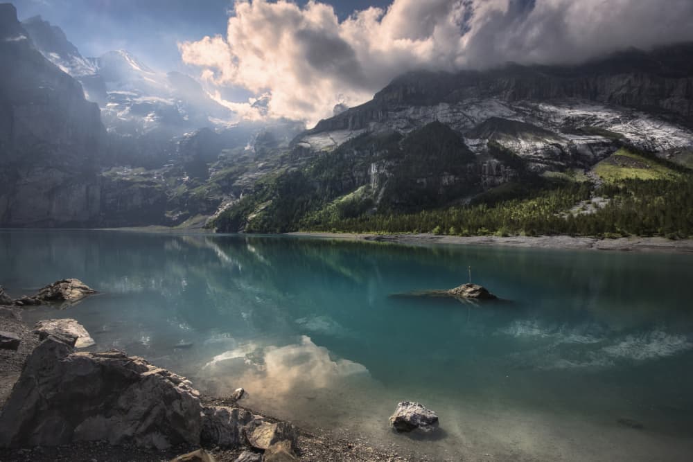 Majestic Mountain Lake Reflections by Zbyszek Nowak — canvas wall art