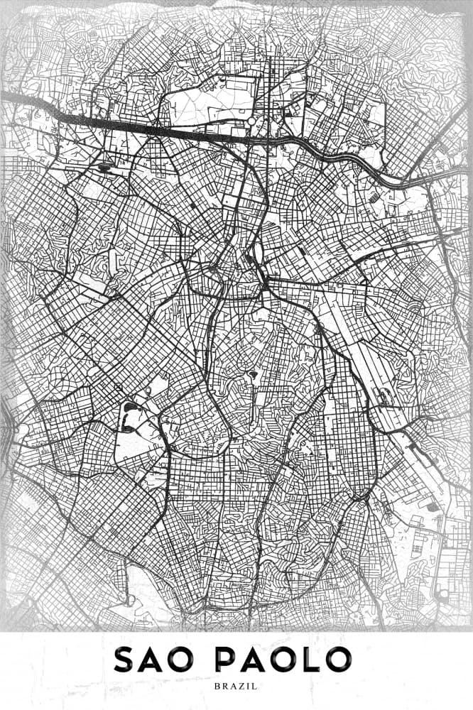 Sao Paulo City Map by StudioSix — canvas wall art