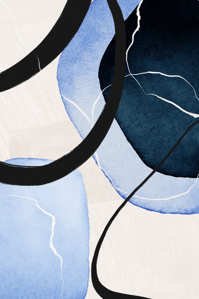 Indigo Blue Abstracts by Sally Ann Moss — canvas wall art