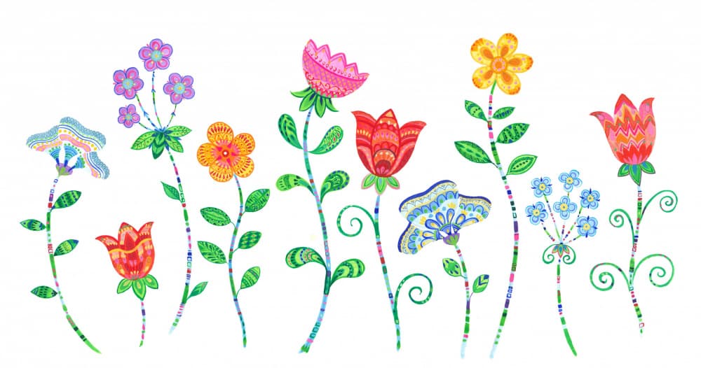 Patterned Flowers by Isabelle Brent — canvas wall art