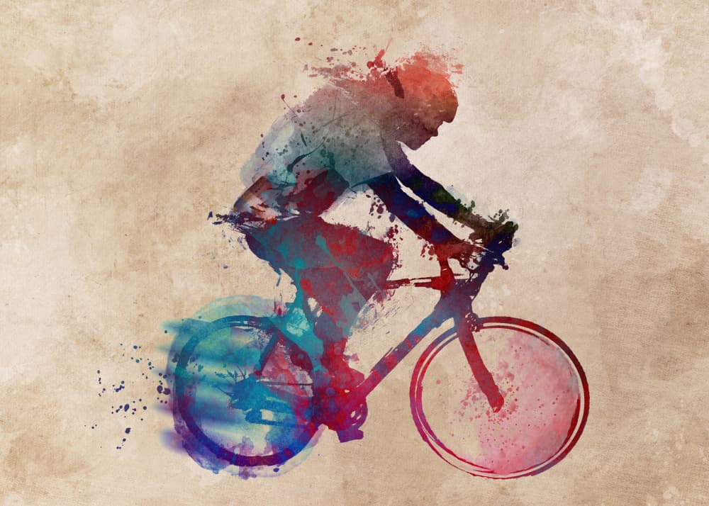 Dynamic Watercolor Cyclist by Justyna Jaszke — canvas wall art