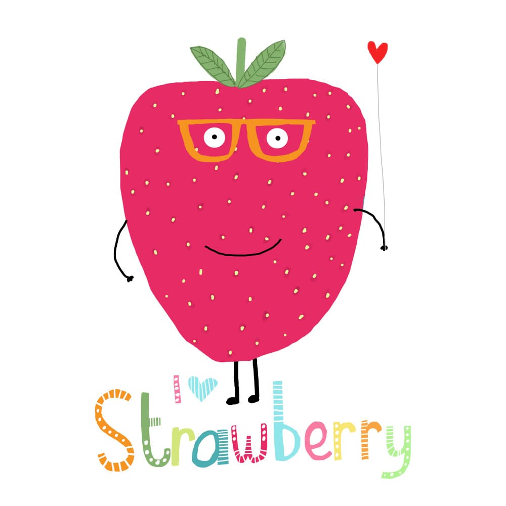 Happy Strawberry Friend by Carla Daly — canvas wall art