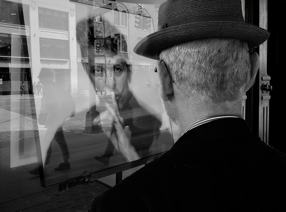Man's Urban Reflections by Mariuca Brancoveanu — canvas wall art