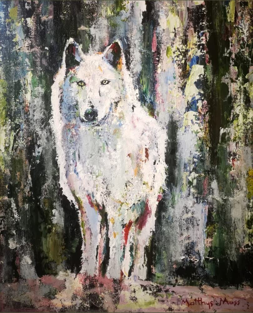 Abstract White Wolf by Matthys Moss — canvas wall art