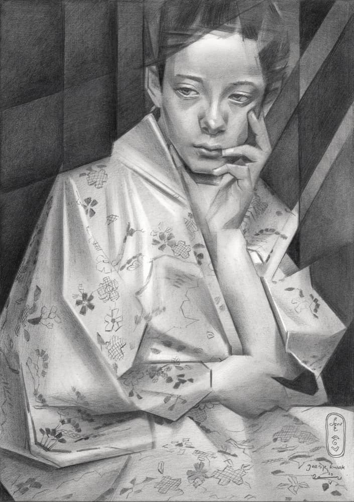 Pensive Kimono Girl by Corné Akkers — canvas wall art