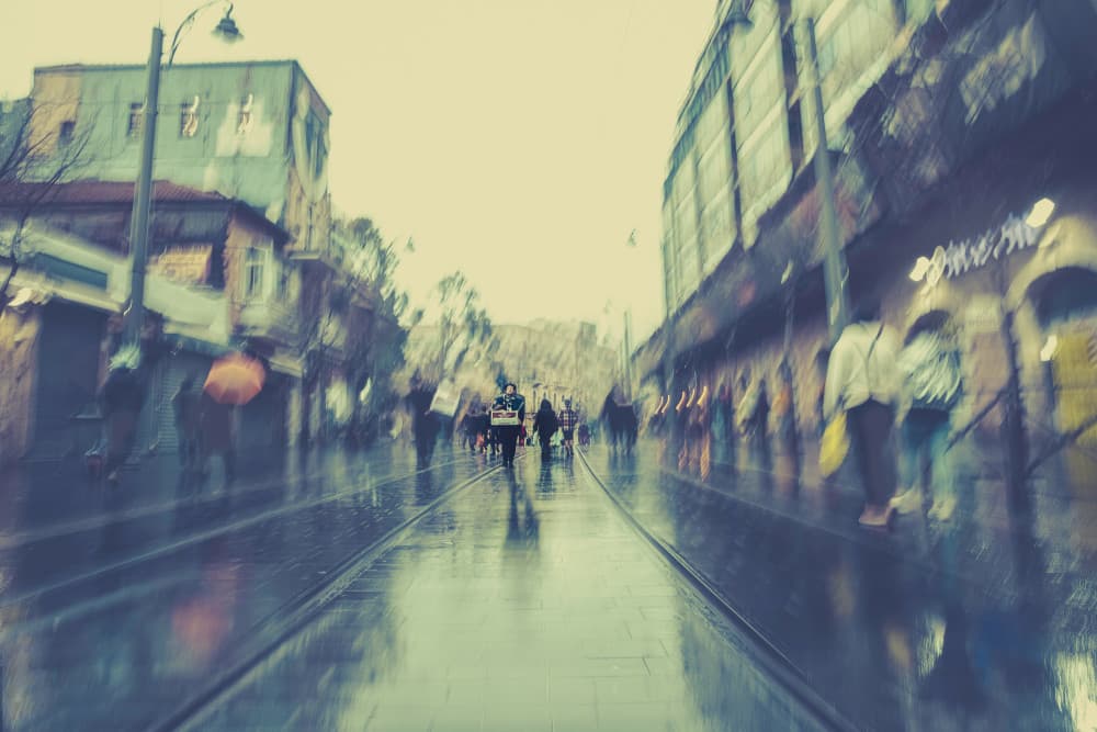 Blurred Rainy Street by Sharon Levy — canvas wall art