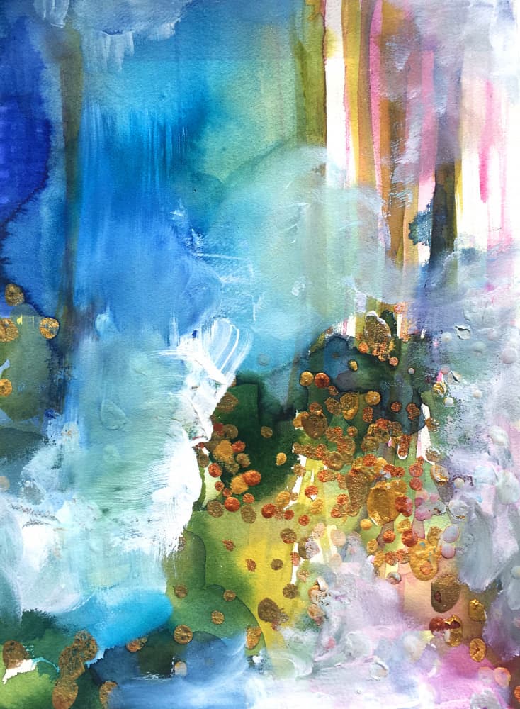 Gilded Abstract Cascade by Christine Lindstrom — canvas wall art