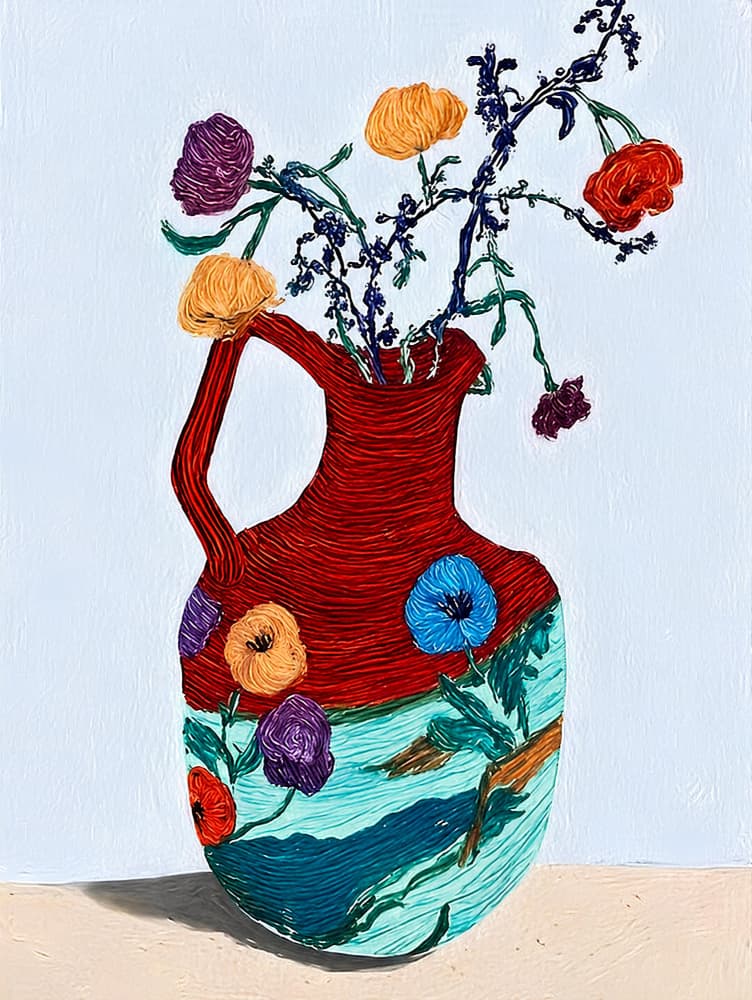 Red Pitcher Blooms by Avanesova Elena — canvas wall art