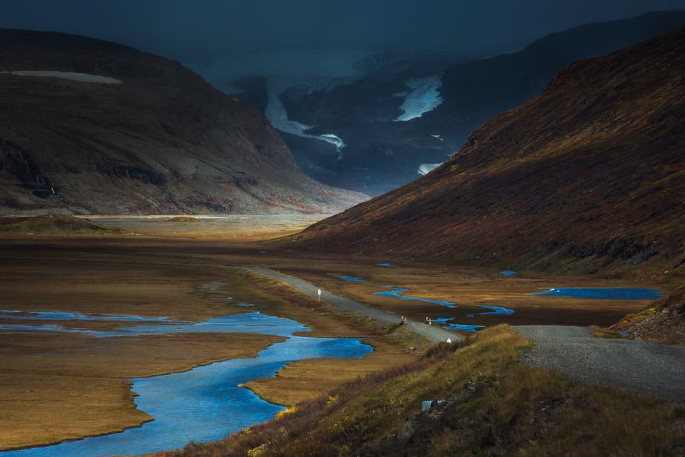Twilight Glacier Valley Road by swapnil deshpande — canvas wall art