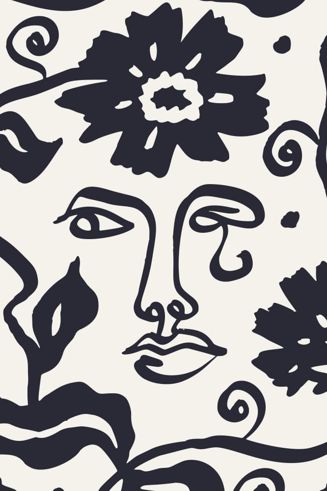 Abstract Floral Face by Anna Rose — canvas wall art