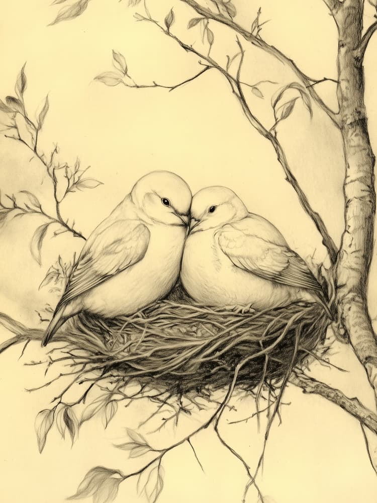 Nesting Love Birds by Jolly and Dash — canvas wall art