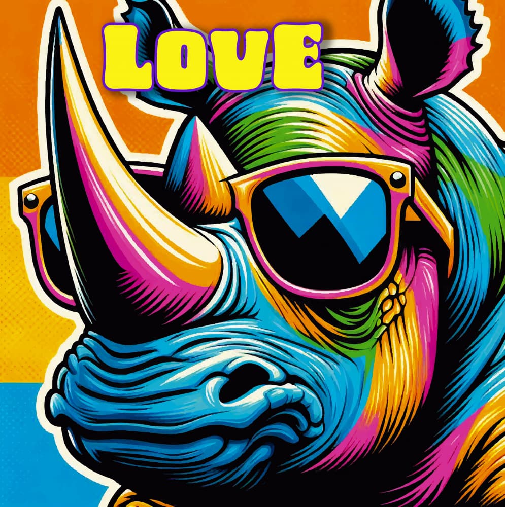 Cool Rhino Love Sunglasses by Osvaldo Russo — canvas wall art
