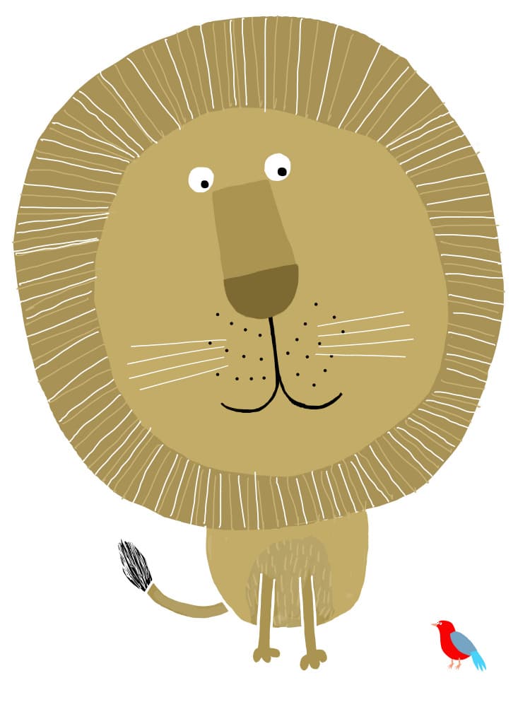 Friendly Lion And Bird by Carla Daly — canvas wall art