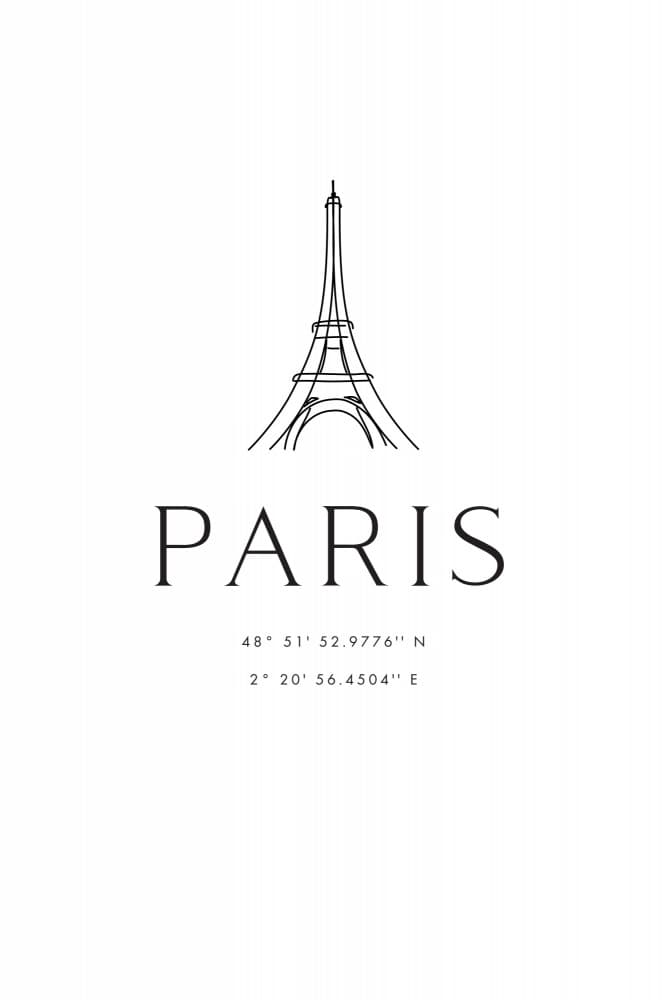 Paris Eiffel Tower Coordinates by Rosana Laiz Blursbyai — canvas wall art