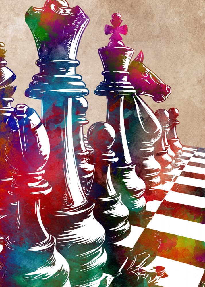 Vibrant Chess Game by Justyna Jaszke — canvas wall art