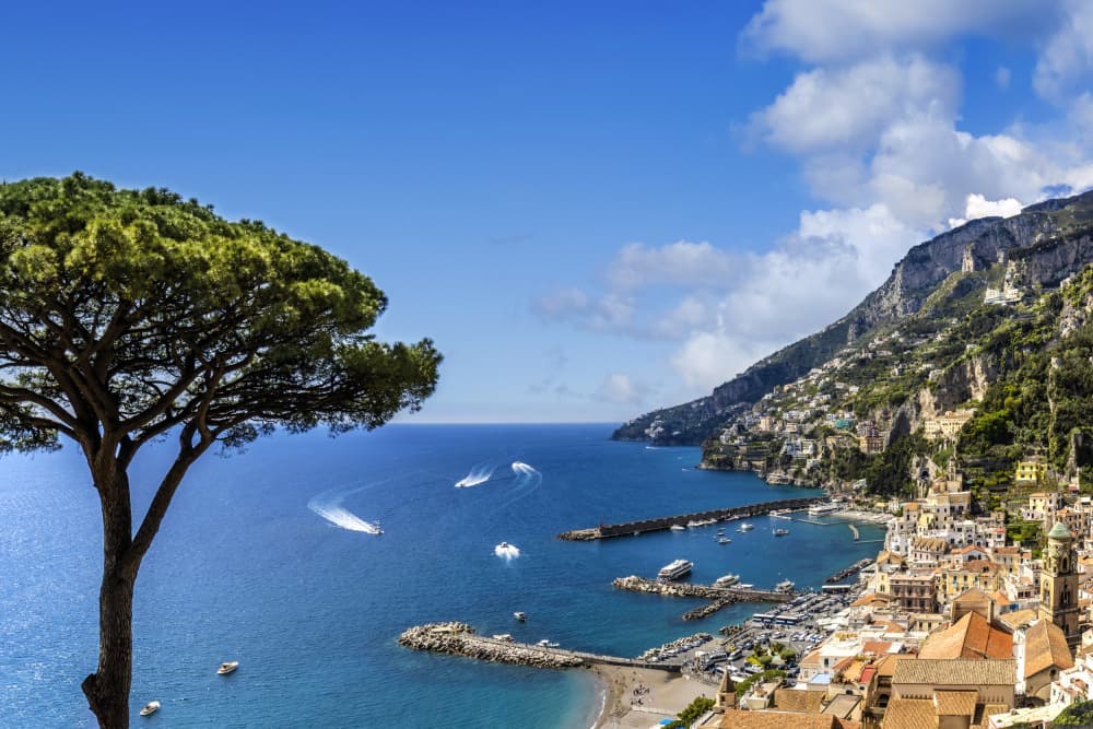Amalfi Coast Harbor View by Melanie Viola — canvas wall art