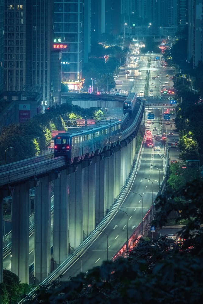 Elevated City Night by Mei Xu — canvas wall art