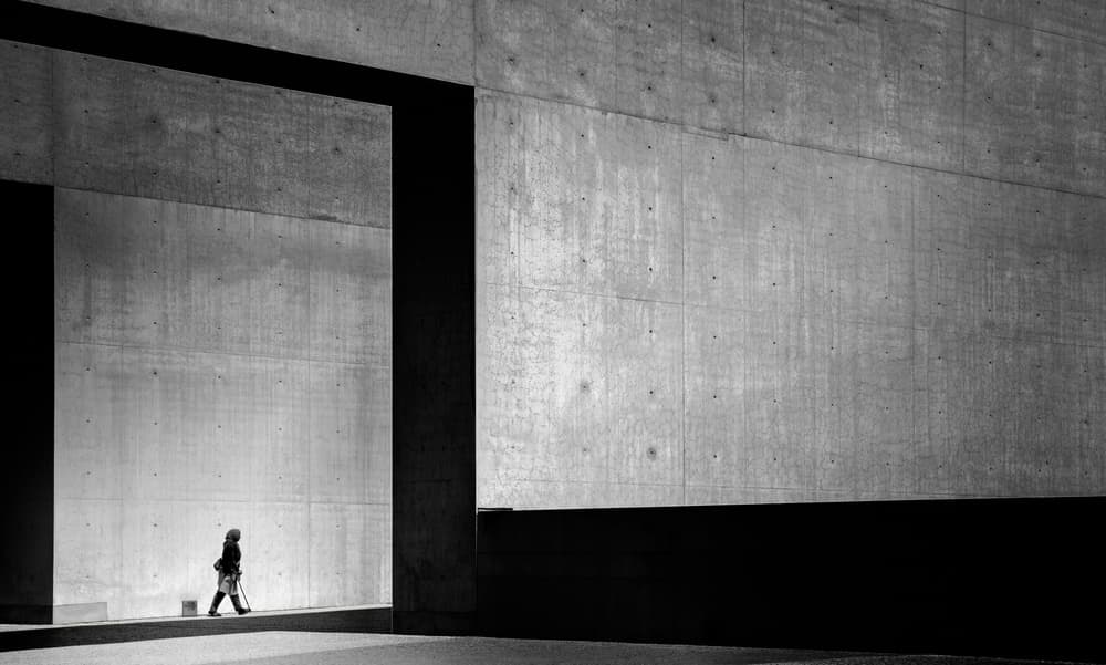 Lone Figure Concrete Architecture by João Castro — canvas wall art