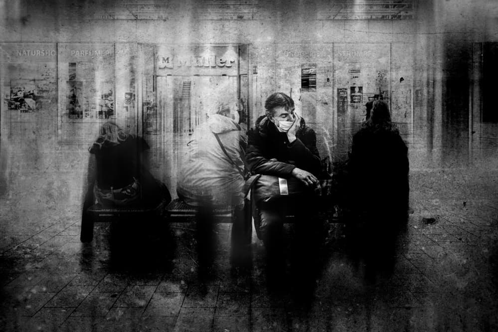 Masked Man Urban Solitude by Adam Dauria ☂ — canvas wall art