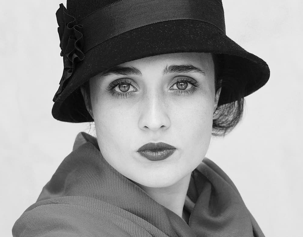 Elegant Woman Cloche Hat by kenp — canvas wall art