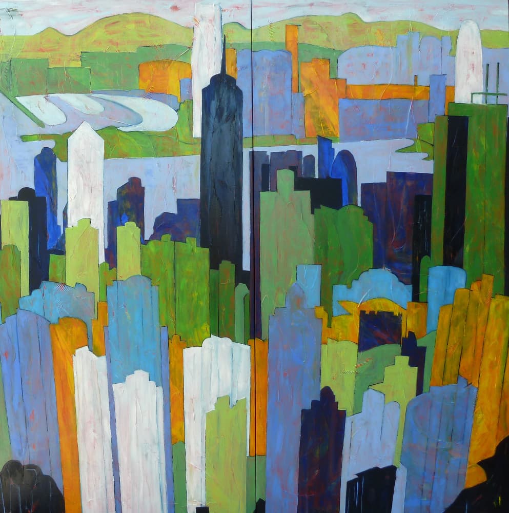 Vibrant City Skyline by Barbara Piatti — canvas wall art