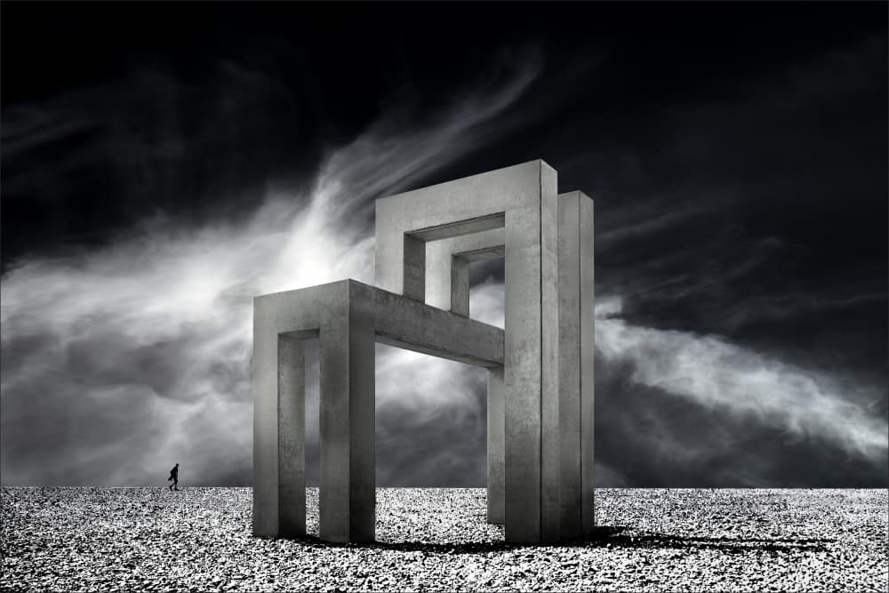 Dark Sky Concrete Chair by Gilbert Claes — canvas wall art