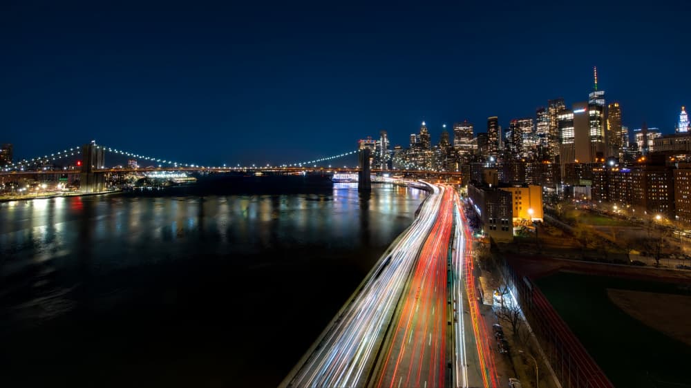 Manhattan Night Lights by Ken Liang — canvas wall art