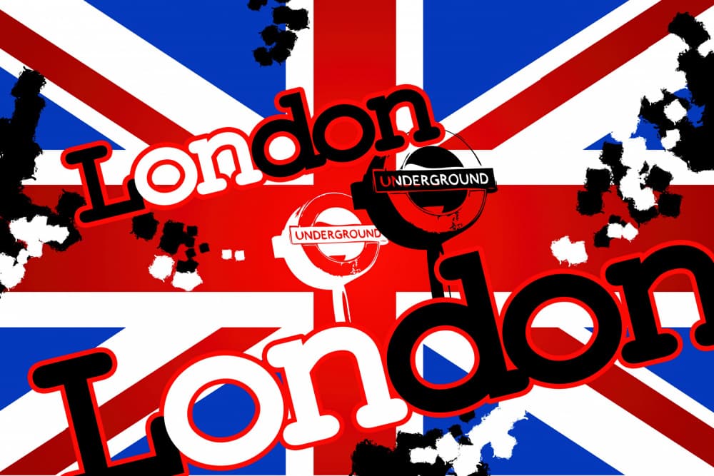 London Tube Union Jack by Rafal Kulik — canvas wall art