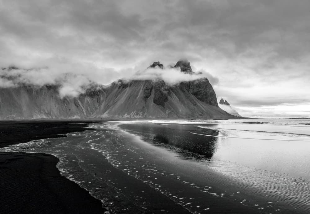 Black Sand Mountain Reflection by Ariel Ling — canvas wall art