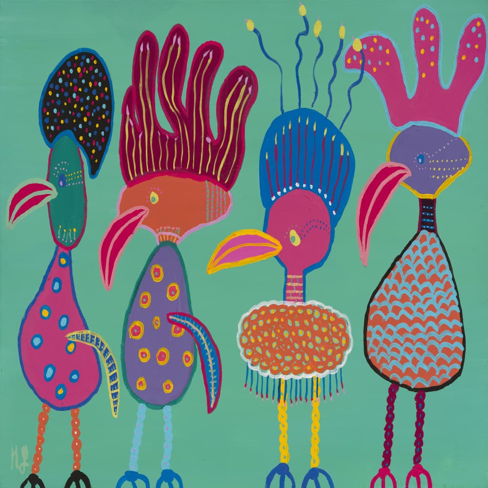 Whimsical Colorful Birds by Helen Joynson — canvas wall art