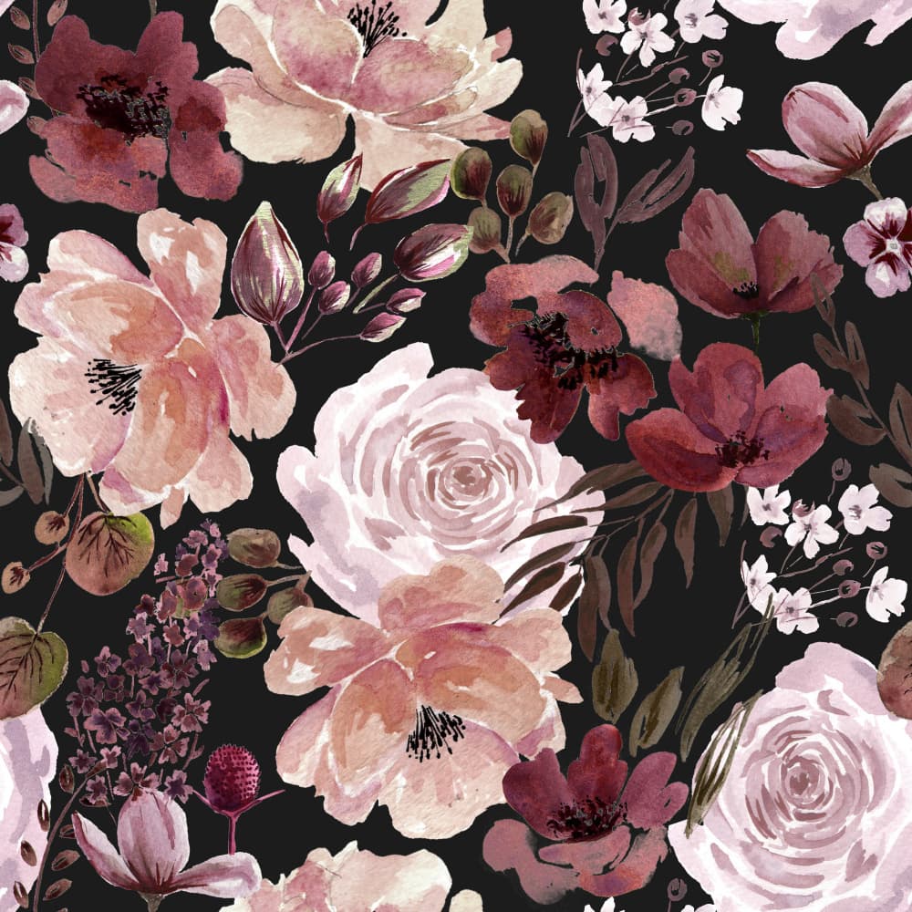 Floral Chaos Watercolor Pattern Brown by Anis Illustration — canvas wall art
