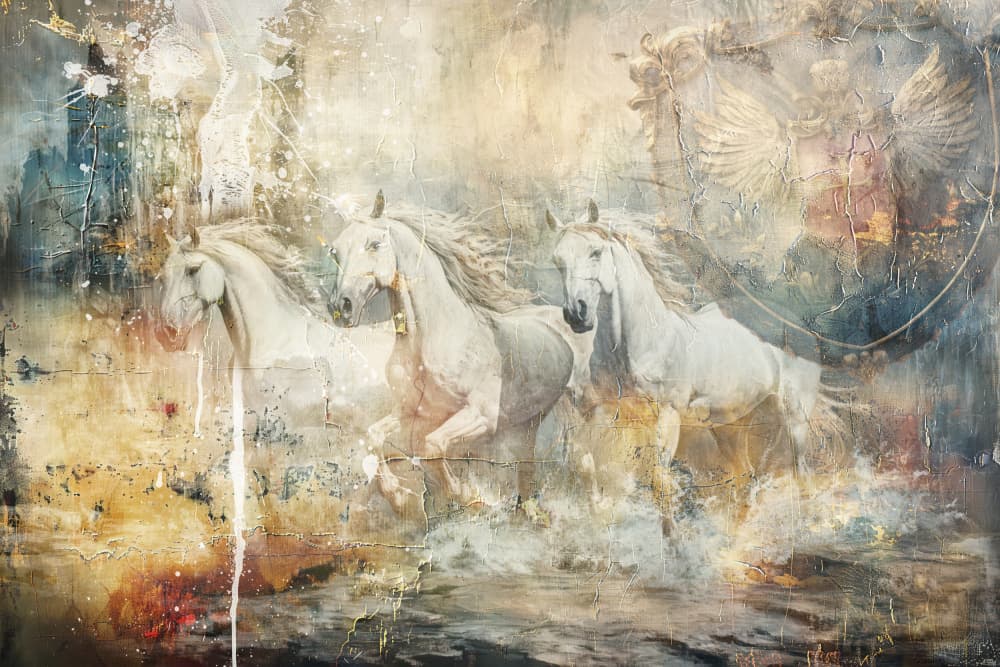 Mythical White Horses by Rafal Kulik — canvas wall art