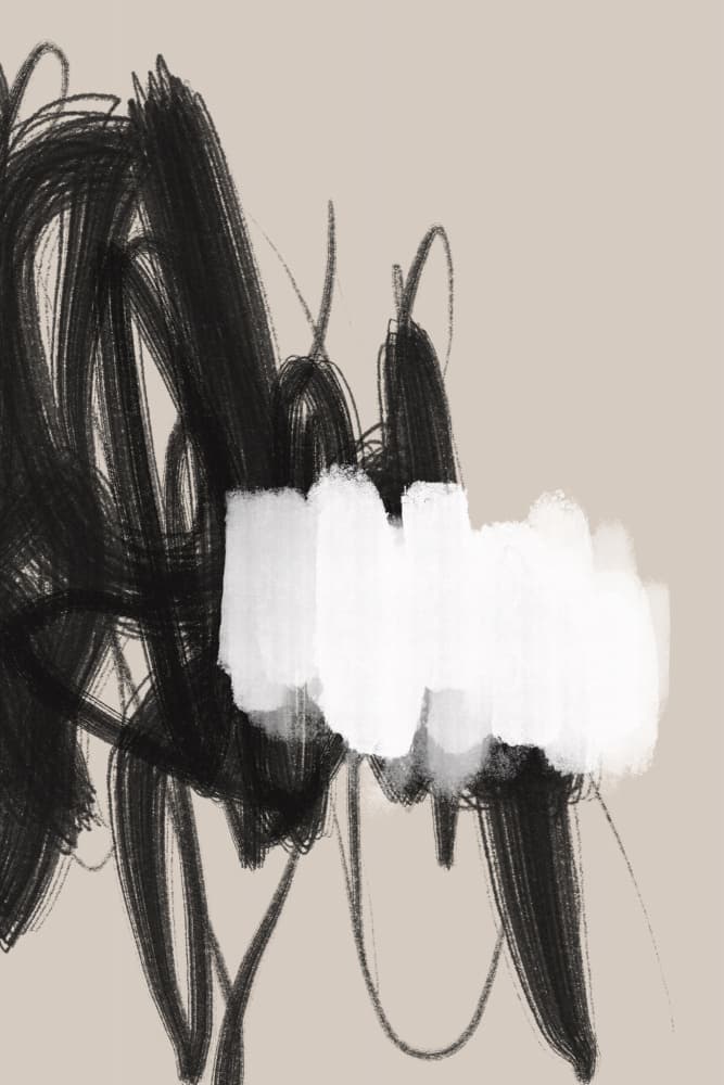 Expressive Black and White Brushstrokes by uplusmestudio — canvas wall art
