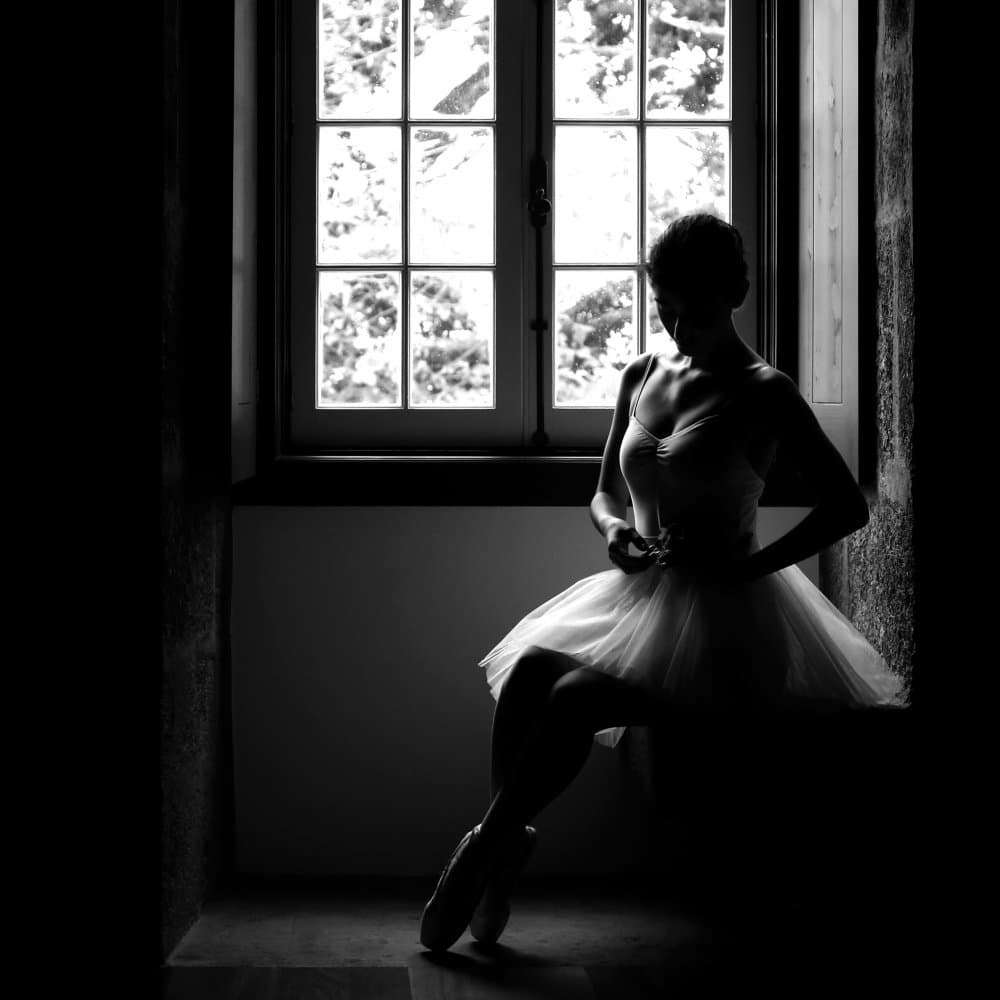 Graceful Ballerina Silhouette by Paulo Medeiros — canvas wall art