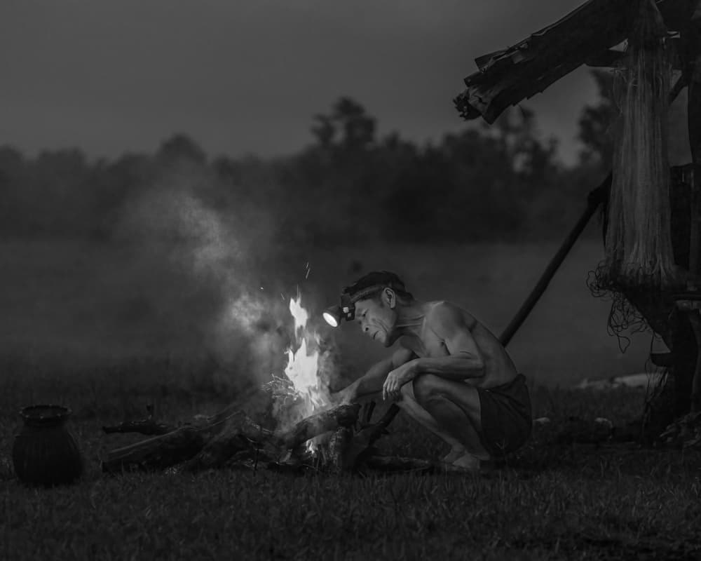 Solitary Night Fire by Dev Sirikulthada — canvas wall art